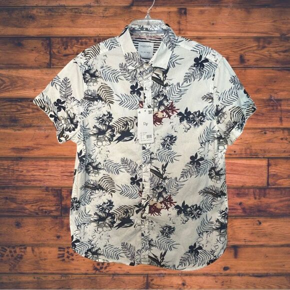 5 for $25🔥Denim & Flower Tropical Print Luau Shirt Large- New With Tags - Picture 1 of 7
